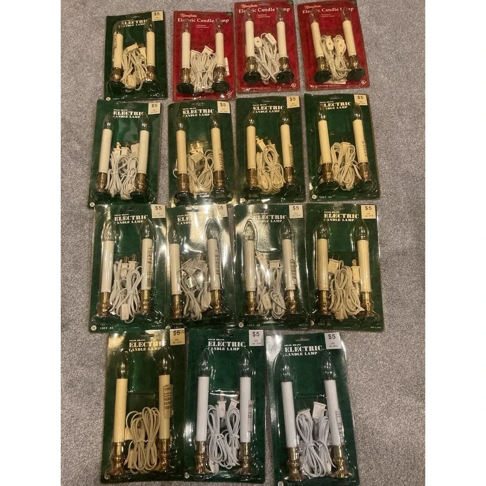 30 NEW Vintage Electric Window Candle Lamp Solid‎ Brass On/Off Switch+Light Bulb